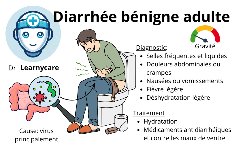 Diarrhée bénigne de l'adulte infographie Dr Learnycare