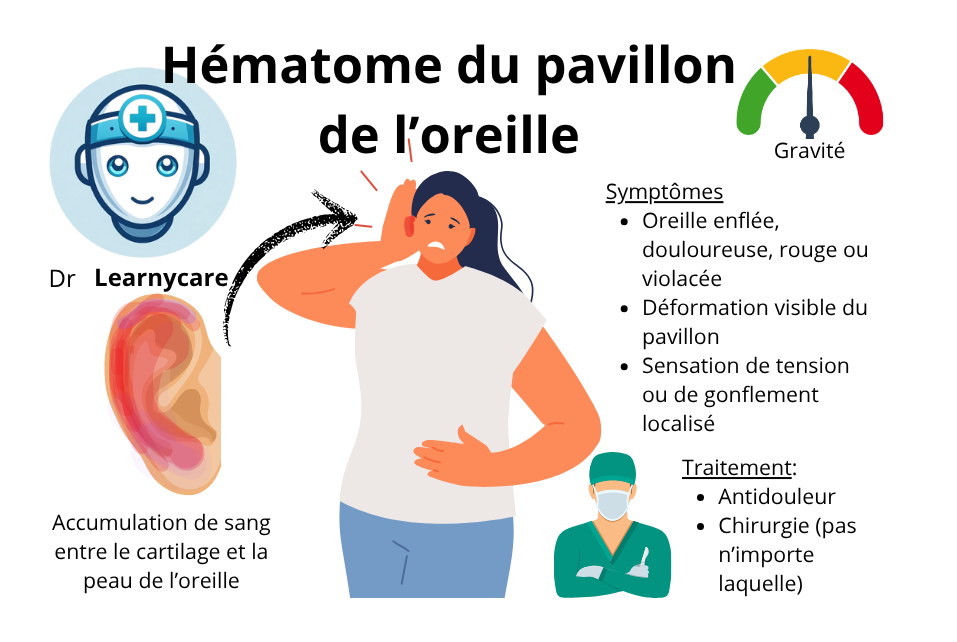 Hématome du pavillon de l'oreille infographie Dr Learnycare