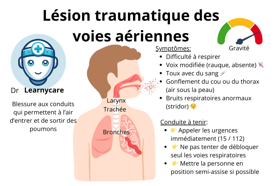 Lésion traumatique des voies aériennes infographie Dr Learnycare