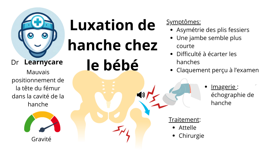 Luxation de hanche chez le bébé infographie Dr Learnycare