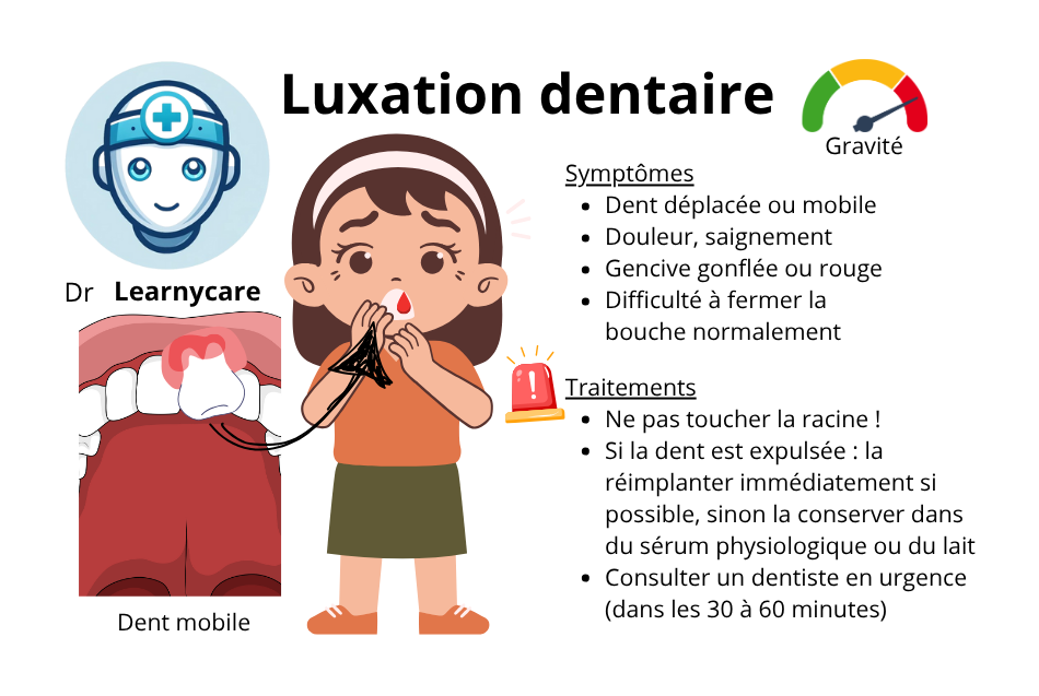 Luxation dentaire infographie Dr Learnycare