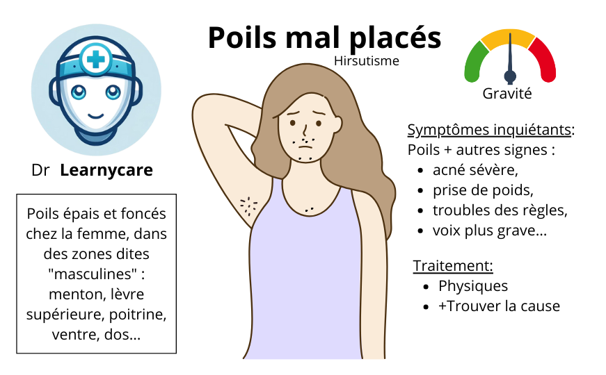 Poils mal placés(hirsutisme) infographie Dr Learnycare