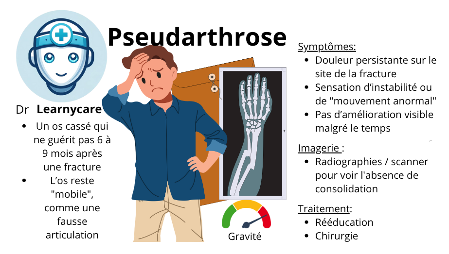 Mauvaise consolidation (pseudarthrose) infographie Dr Learnycare