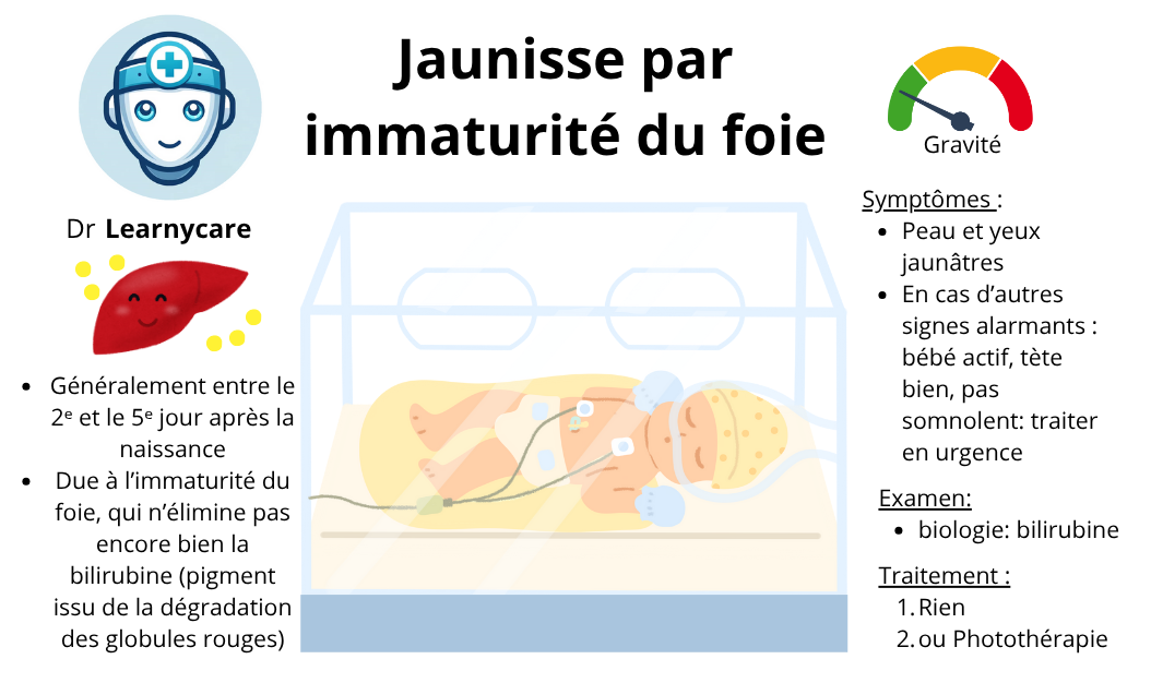 Jaunisse par immaturité du foie infographie Dr Learnycare