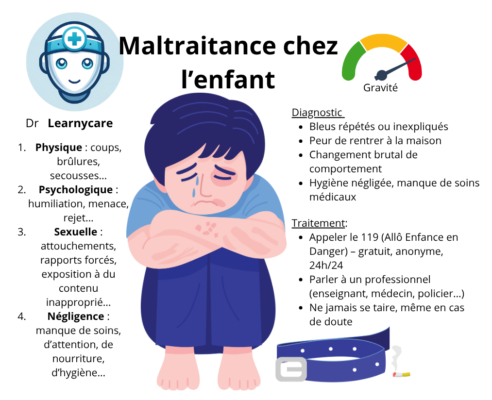 Maltraitance chez l'enfant infographie Dr Learnycare