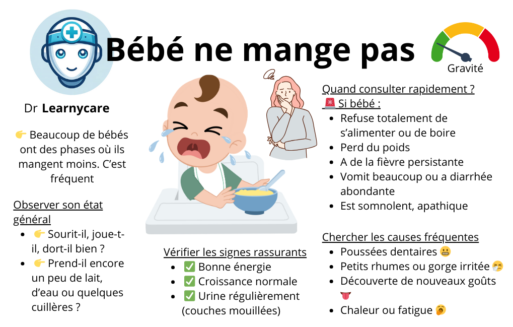 Bébé ne mange pas infographie Dr Learnycare
