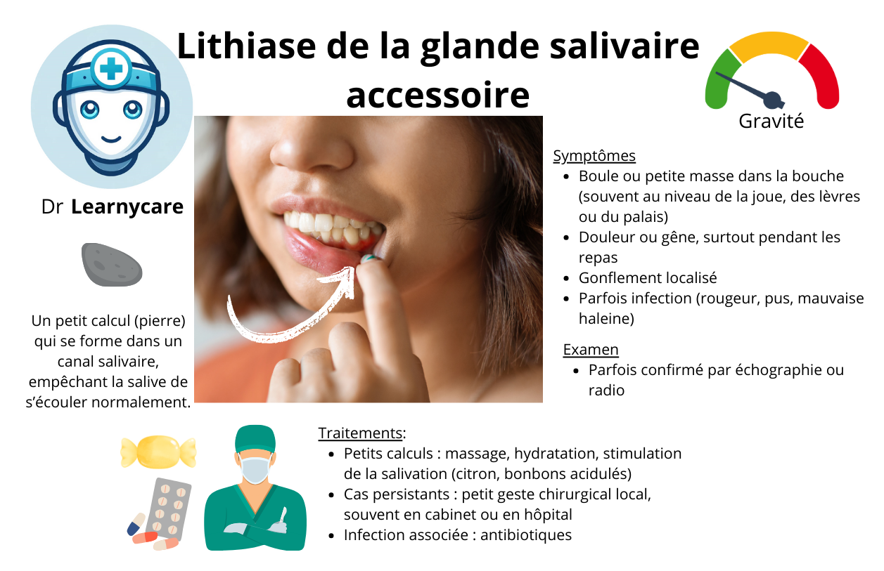 Lithiase de la glande salivaire accessoire infographie Dr Learnycare