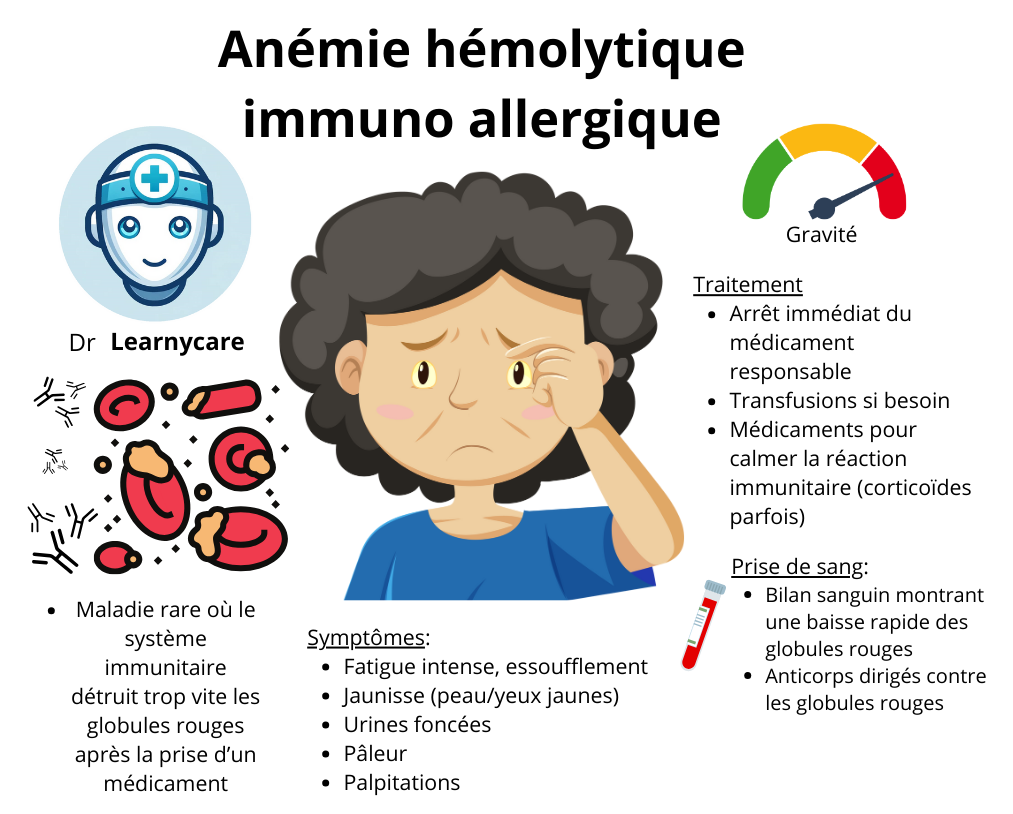 Anémie hémolytique immuno allergique infographie Dr Learnycare