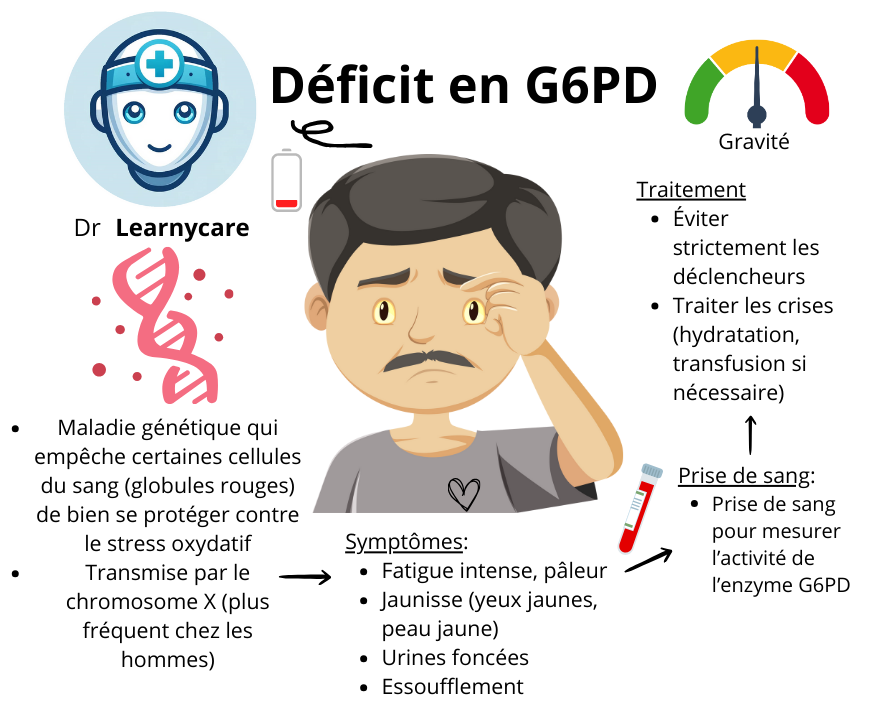 Déficit en G6PD infographie Dr Learnycare