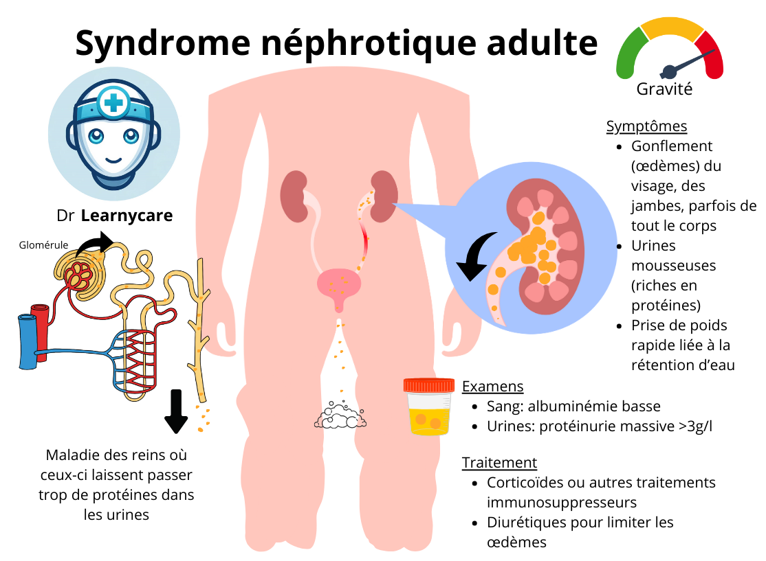 Syndrome néphrotique de l'adulte infographie Dr Learnycare